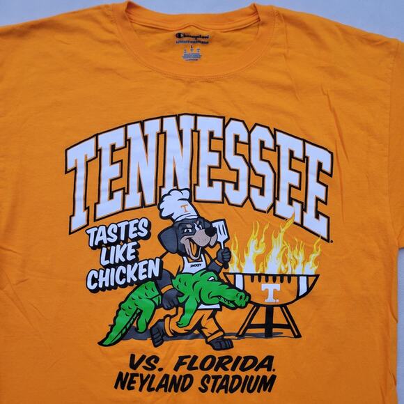 Champion Tennessee Tatste Like Chicken Vs Florida Gator T Shirt Mens Size L - Picture 3 of 5